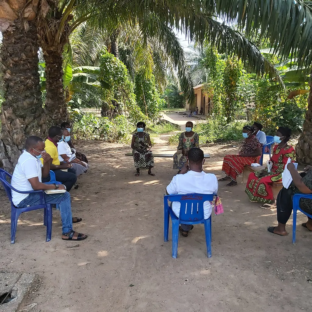 Health workers in Nigeria discuss NTD treatments during the COVID-19 pandemic.