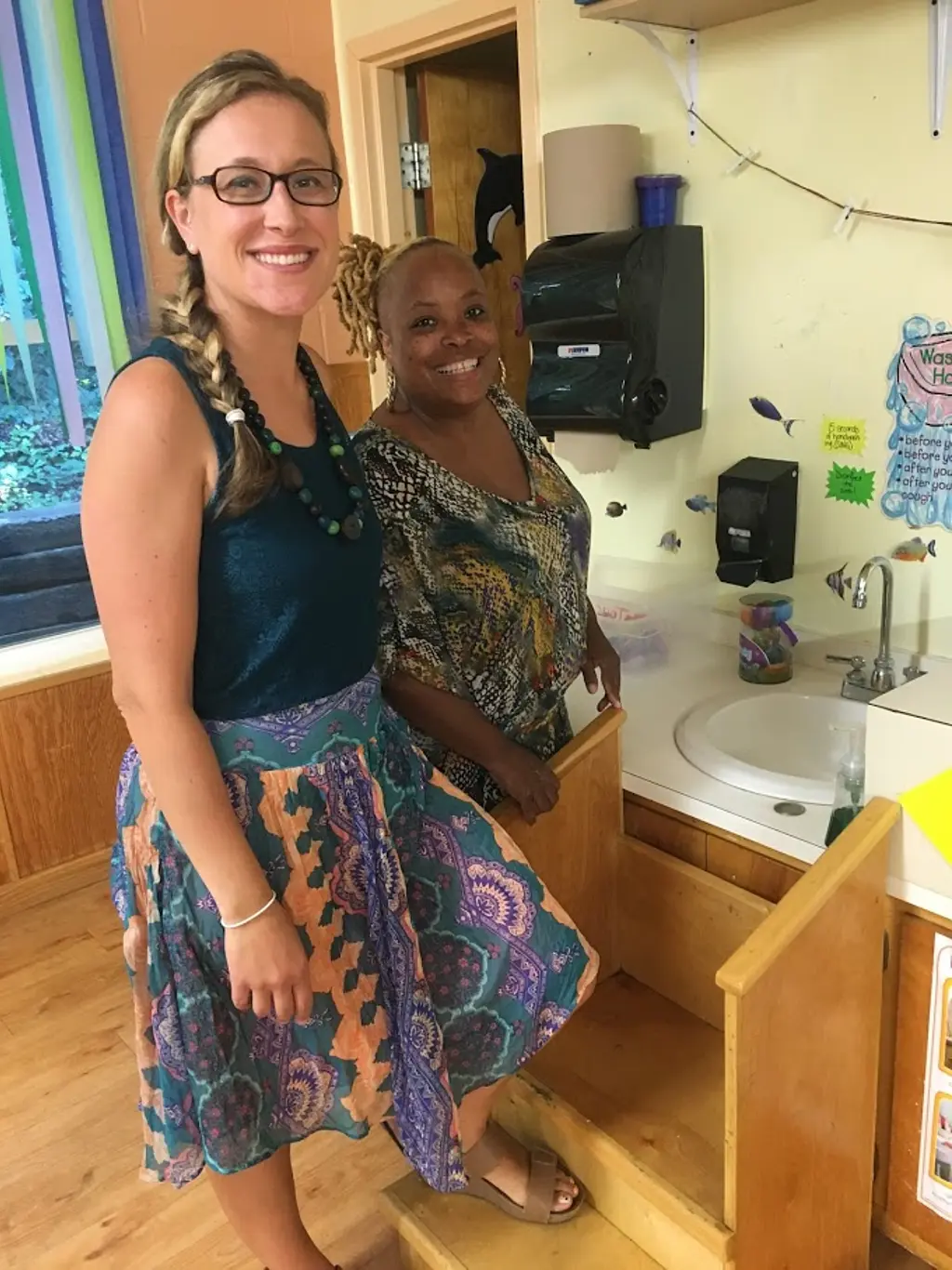 RTI's Jennifer Hoponick Redmon visiting a child care center