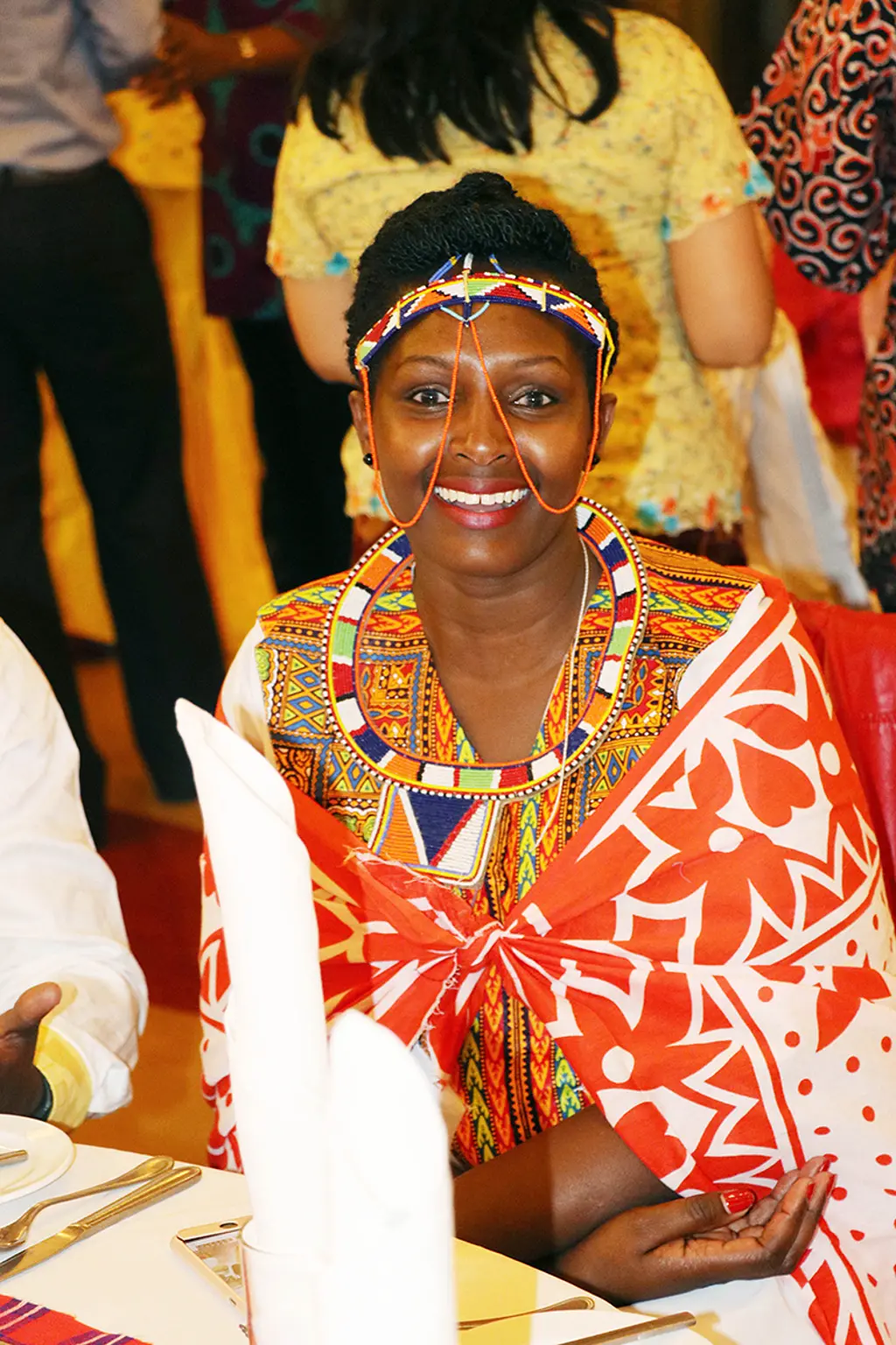 Mary Shompole, an RTI staff member based in Kenya, in traditional clothing