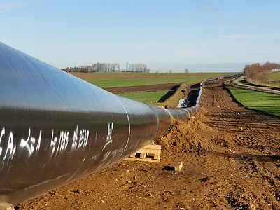 Gas pipeline through farmland