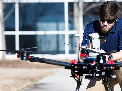 A drone flight on the RTI campus