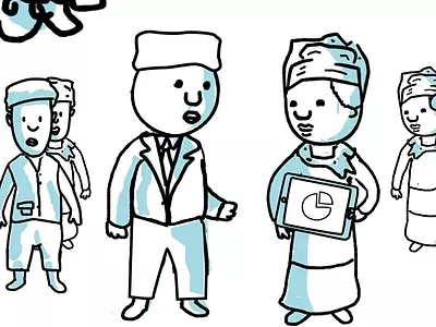 An image from an animated video shows a group of Senegalese farmers using digital tools to improve production and sales.