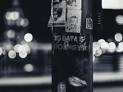 sticker with message 'big data is watching you' on post