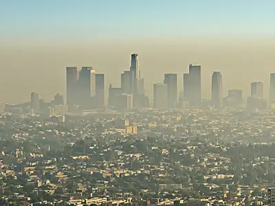 City of Los Angeles skyline in a haze of smog