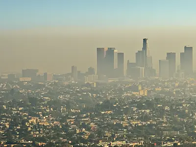 City of Los Angeles skyline in a haze of smog