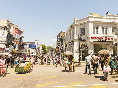 busy street scene in Kandy, Sri Lanka