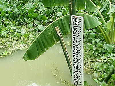 measuring tape in water