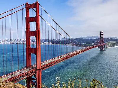 The famous Golden Gate Bridge in San Francisco, California.