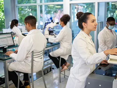 A group of scientists working in a lab