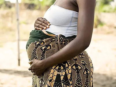 Close-up of a pregnant African woman's belly