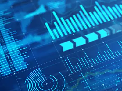 A digital illustration of selected graphs and charts