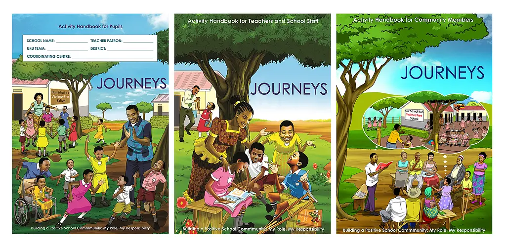 Covers of three Journeys handbooks