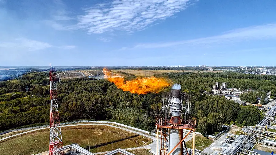 Fire coming out of an industrial chimney 