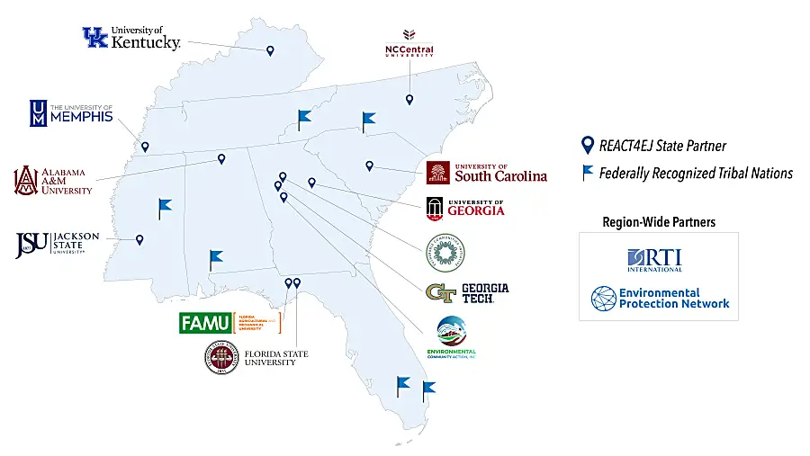 Map of the Southeast with all region partners