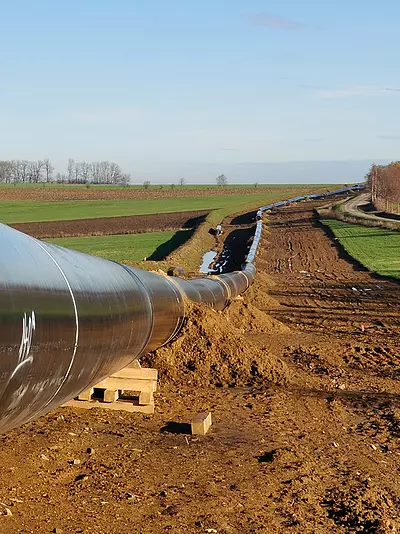 Gas pipeline through farmland