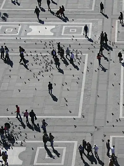 People walking in random patterns