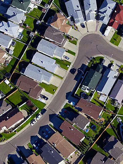 Aerial photograph of neighborhood