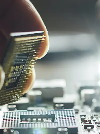 Researcher installing processor