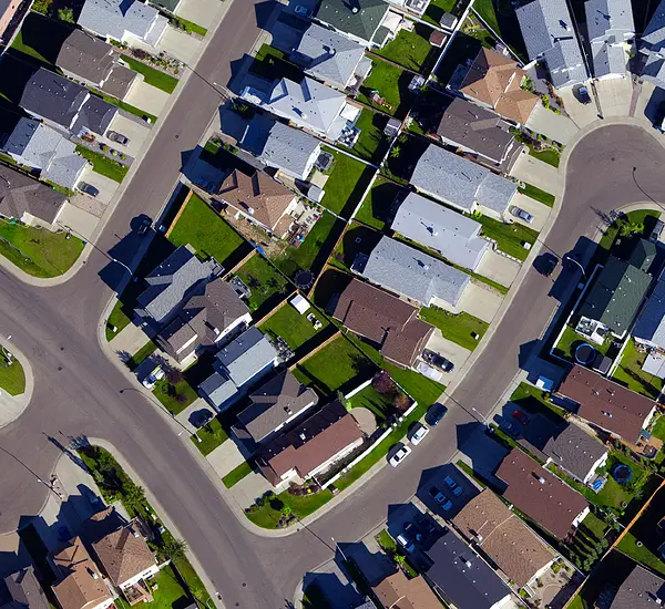Aerial photograph of neighborhood