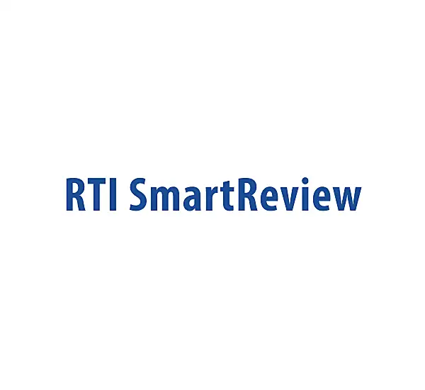 Text "RTI SmartReview" centered in blue font on a plain white background.