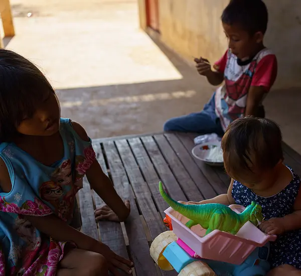 Young children participate in an early education project in Cambodia.