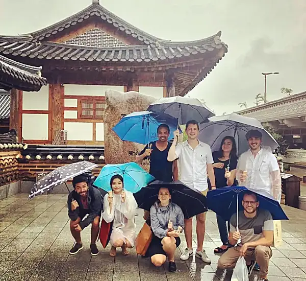 Tom in South Korea with his friends / colleagues