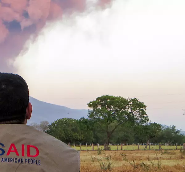 A USAID employee monitors an active volcano in Nicaragua.
