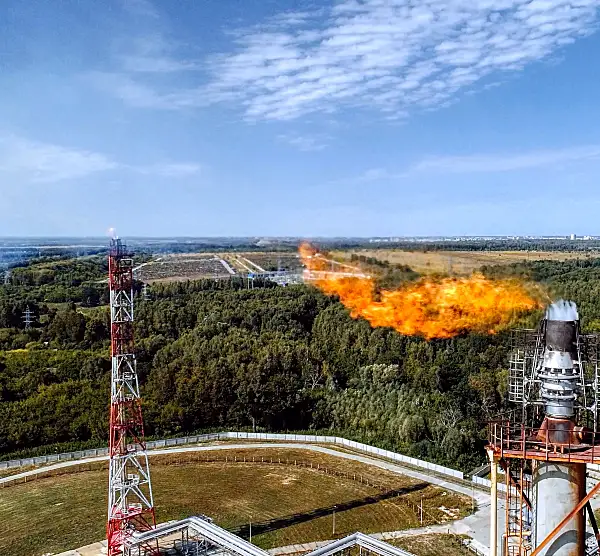 Fire coming out of an industrial chimney 