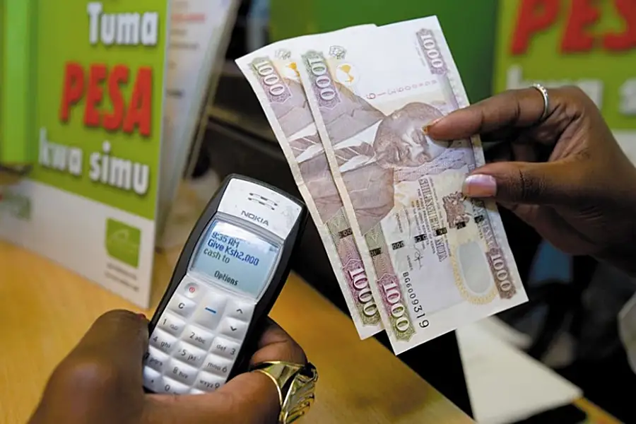 A mobile phone payment system used in Kenya.