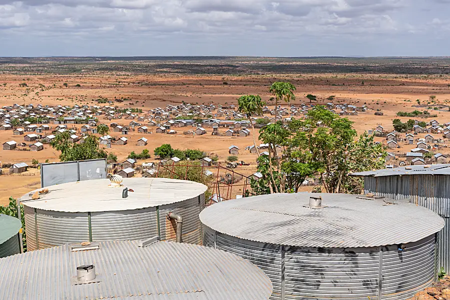 Photo of a rural settlement in a dry landscape