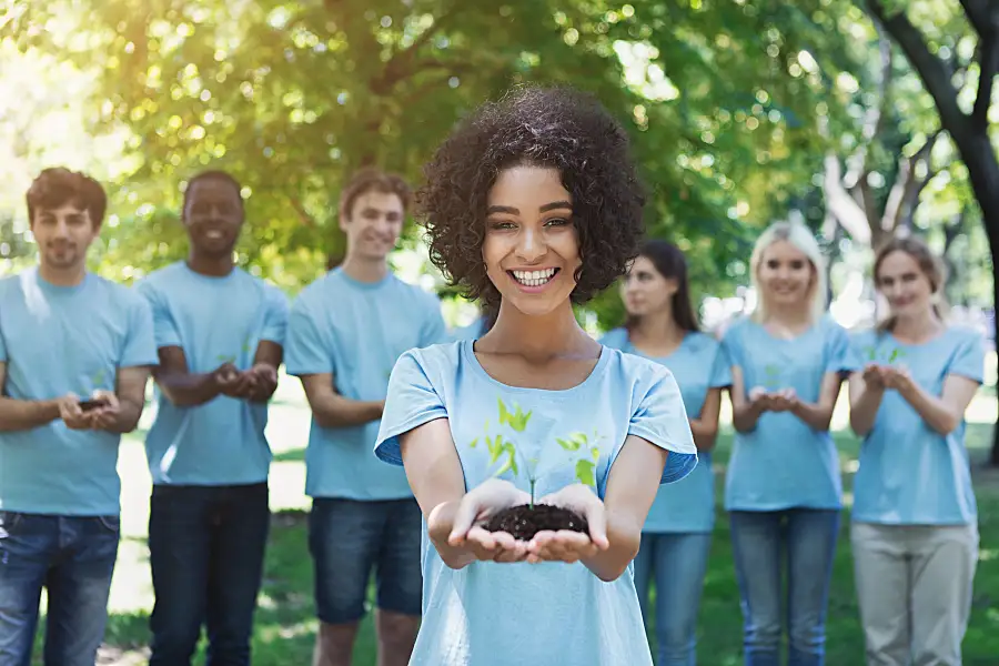 Group of people at community event