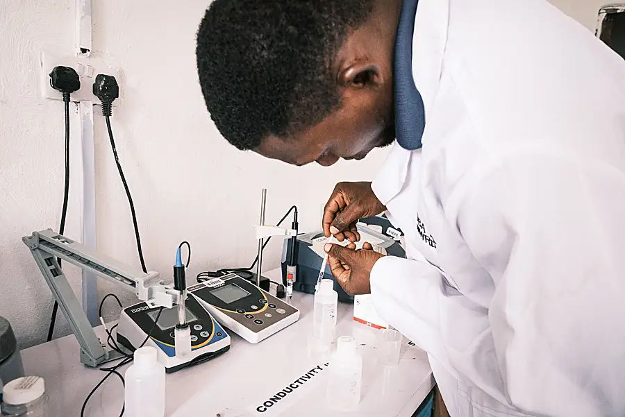 Water testing in the Delta State of Nigeria. Photo by Tom Saatar for RTI International