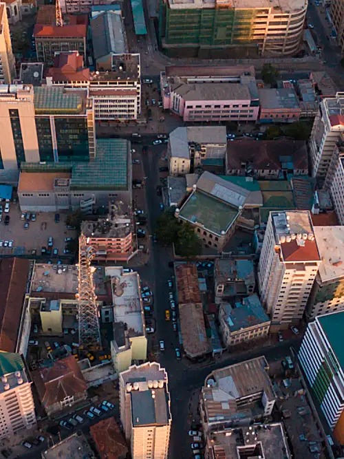 An aerial view of Dar es Salaam, Tanzania