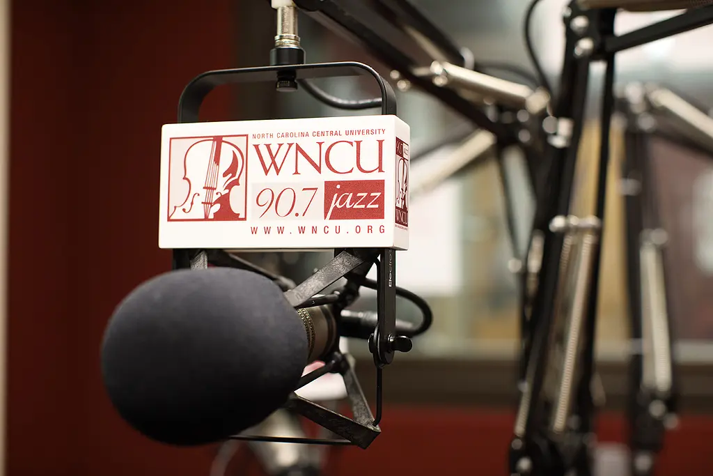 Microphone in the WNCU radio studio