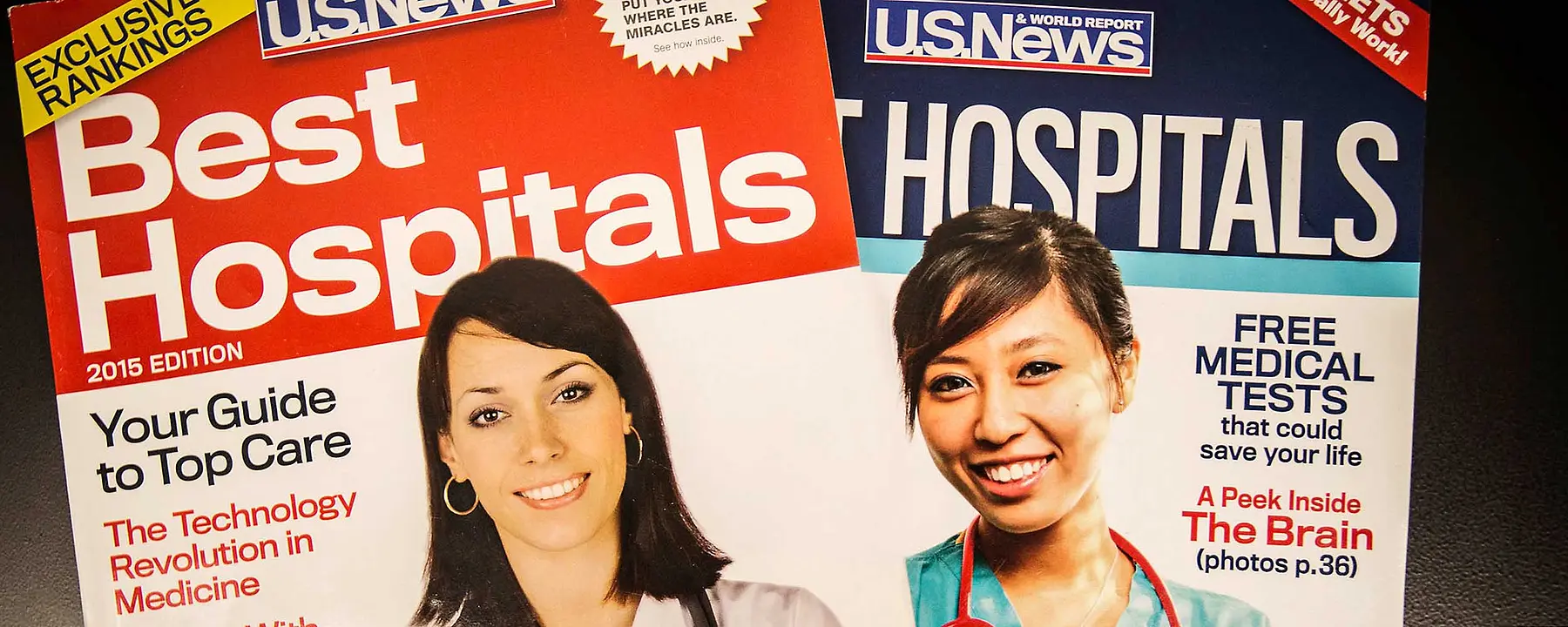 Covers of the 2012 and 2105 Best Hospitals listings
