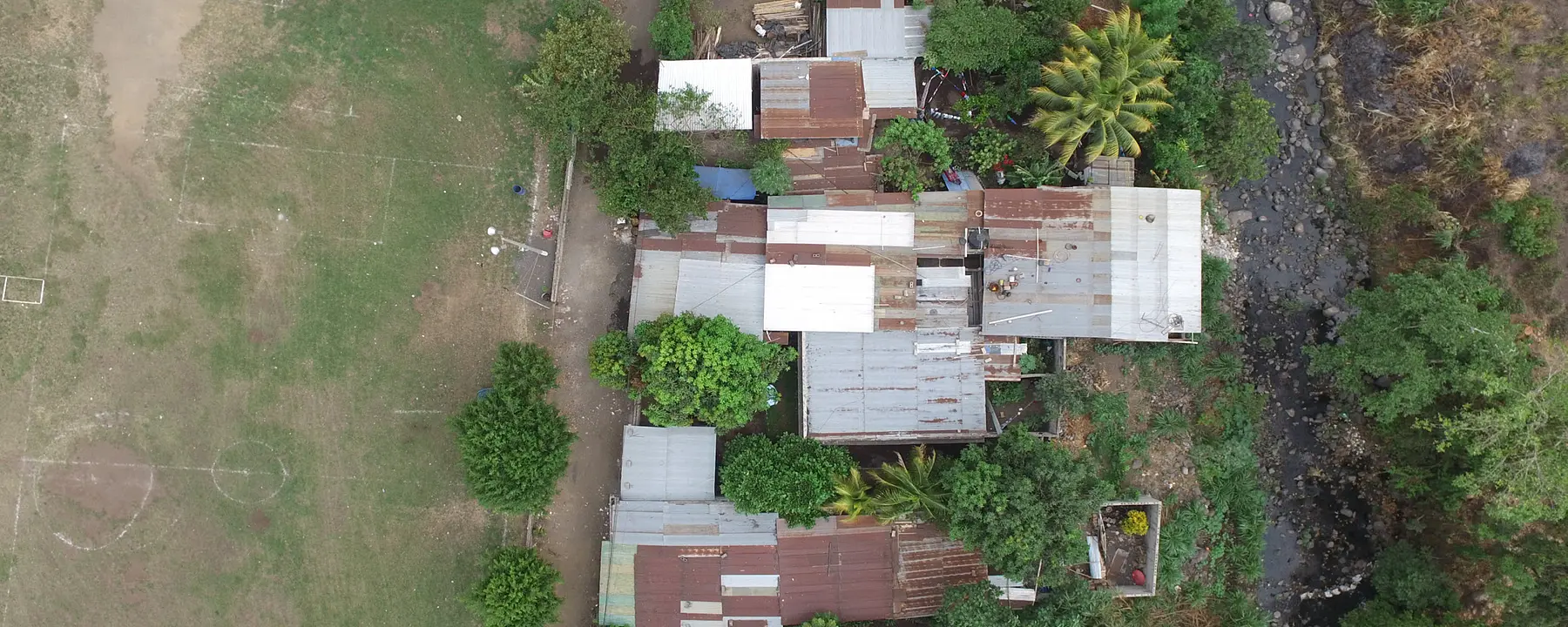 Aerial photo of a housing area in rural Guatemala taken by a research drone