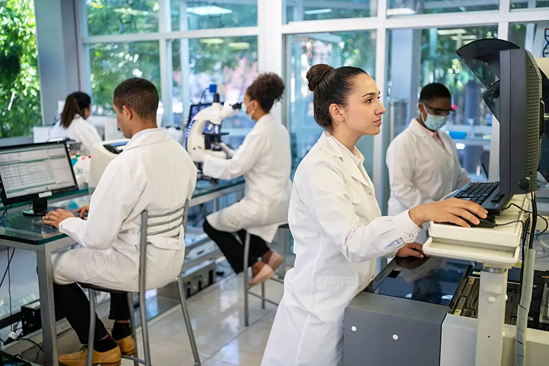 A group of scientists working in a lab