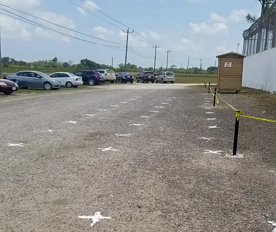 The visitor staging area at the Belize Central Prison during the COVID-19 pandemic.