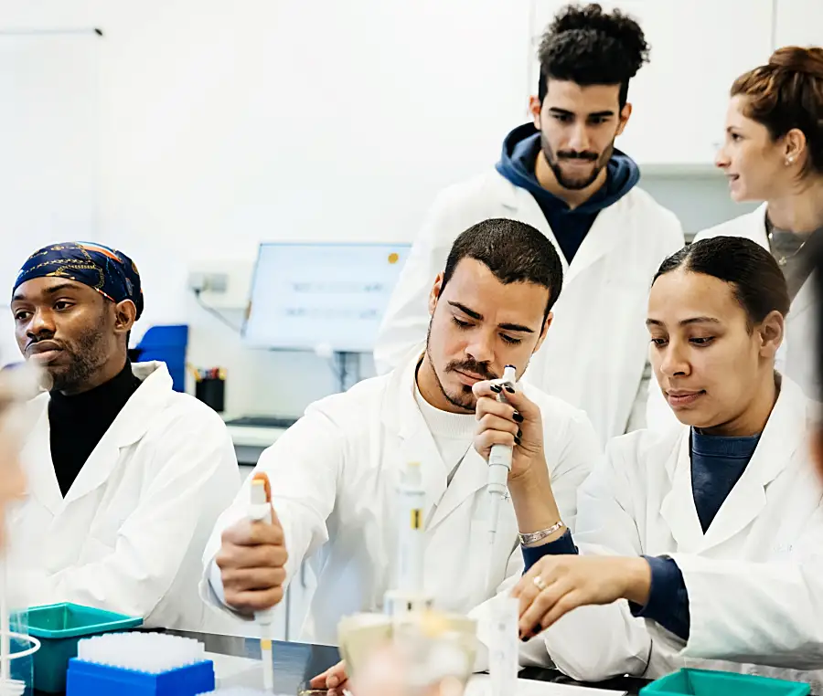 A group of students in a lab