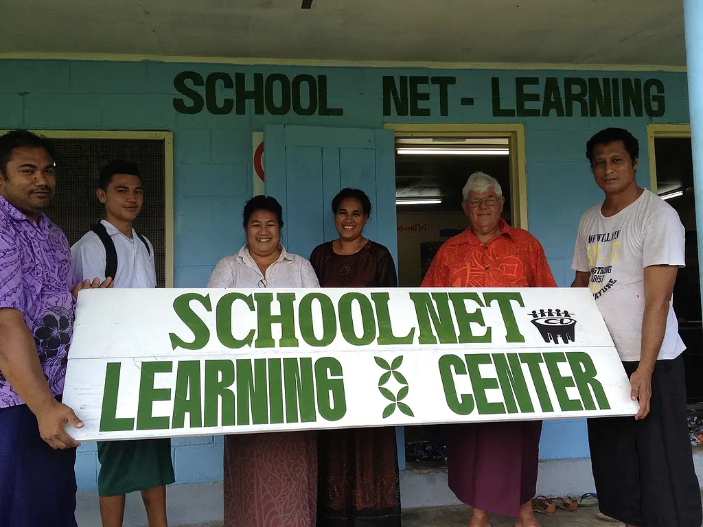 In Samoa, community learning centers like this one allowed easy access to computers with the e-learning resources.