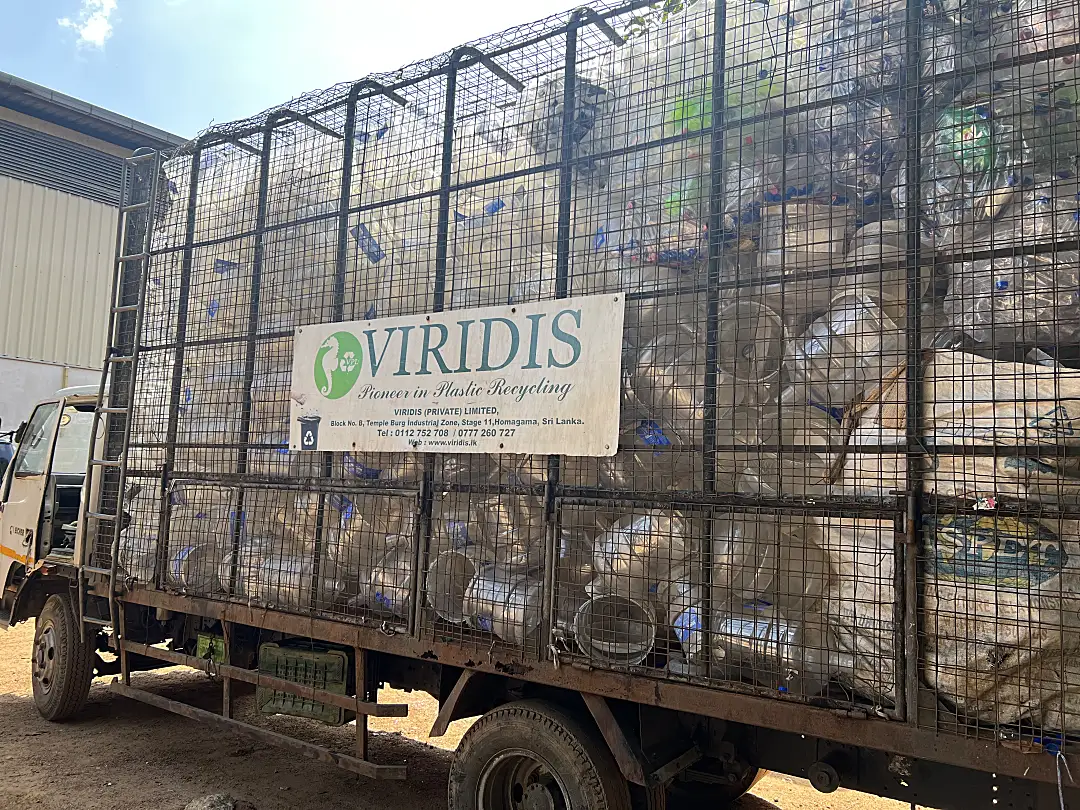 Truck with plastic trash in the bed