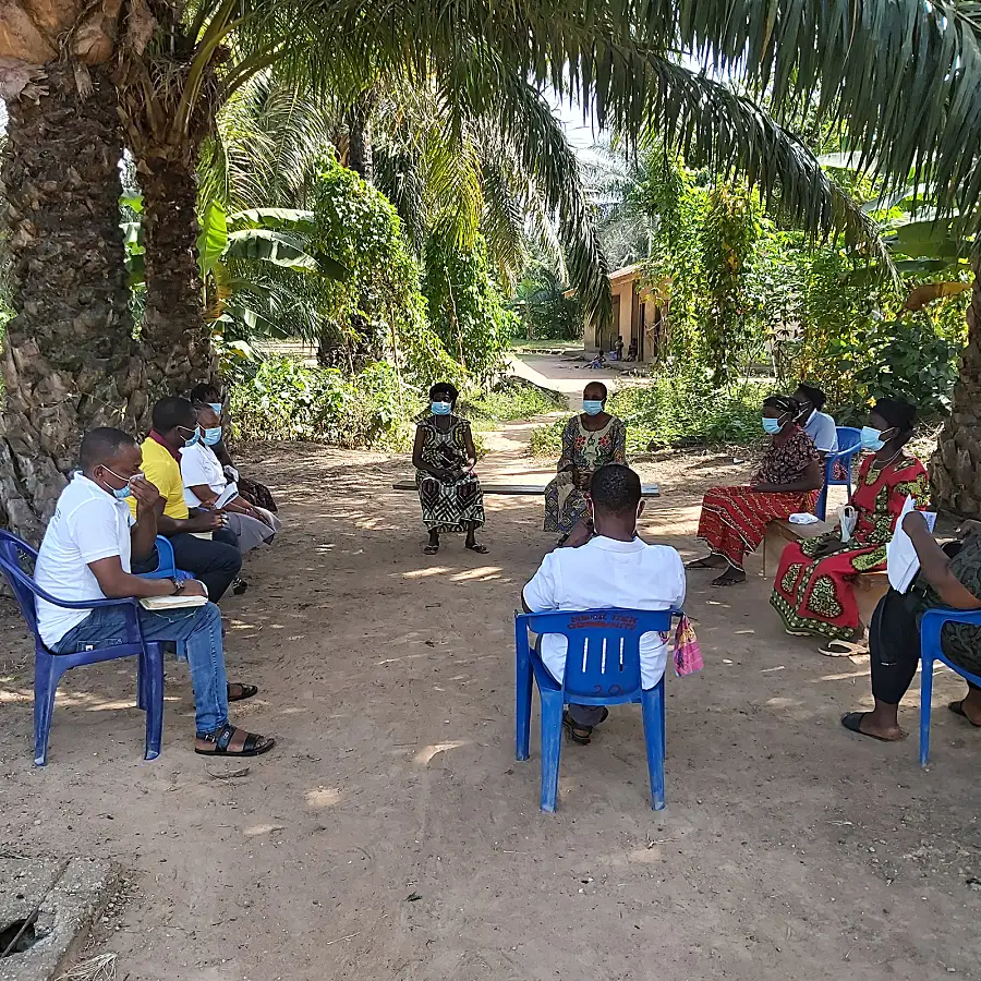 Health workers in Nigeria discuss NTD treatments during the COVID-19 pandemic.