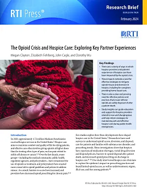 Cover image for publication: The opioid crisis and hospice care: Exploring key partner experiences