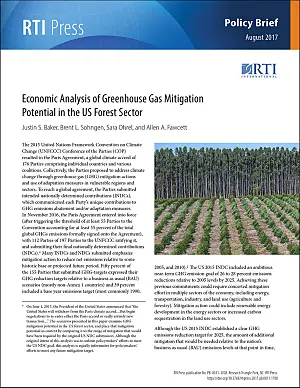 Cover image for publication: Economic analysis of greenhouse gas mitigation potential in the US forest sector