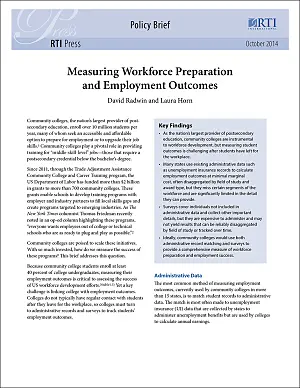 Cover image for publication: Measuring workforce preparation and employment outcomes