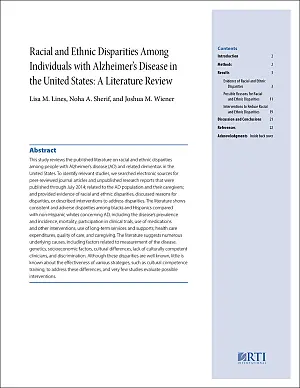 Cover image for publication: Racial and ethnic disparities among individuals with Alzheimer’s disease in the United States: A literature review