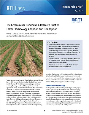 Cover image for publication: The GreenSeeker Handheld: A research brief on farmer technology adoption and disadoption