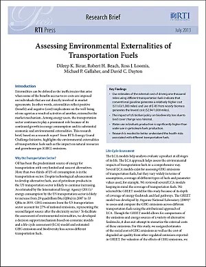 Cover image for publication: Assessing environmental externalities of transportation fuels