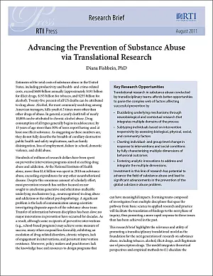 Cover image for publication: Advancing the prevention of substance abuse via translational research