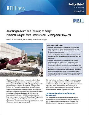 Cover image for publication: Adapting to learn and learning to adapt: Practical insights from international development projects